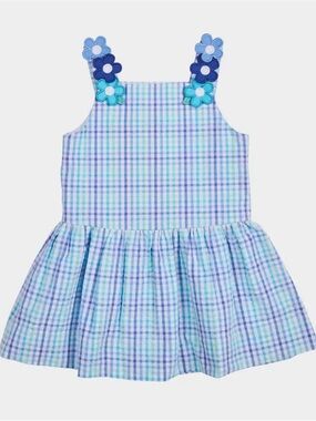Florence Eiseman | Flower Embroidery Plaid Seersucker Dress